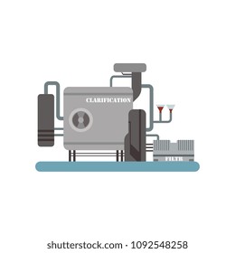 Clarification process, winery production equipment vector Illustration on a white background