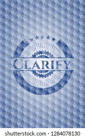 Clarify blue polygonal badge.