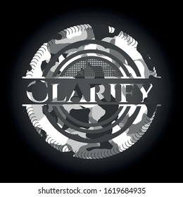 Clarify grey camouflage emblem. Vector Illustration.