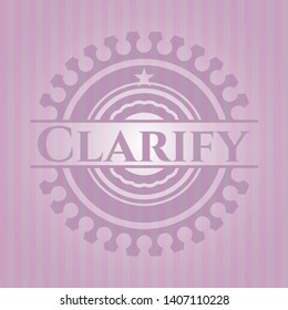 Clarify pink emblem. Retro. Vector Illustration. Detailed.