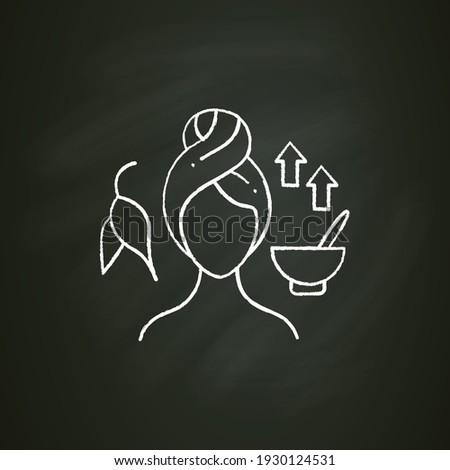 Clarifying face mask chalk icon. Organic oat cosmetic production, spa procedures. Natural skincare concept. Facial beauty treatment.Isolated vector illustration on chalkboard