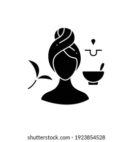 Clarifying face mask glyph icon. Organic oat cosmetic production, spa procedures. Natural skincare concept. Facial beauty treatment.Filled flat sign. Isolated silhouette vector illustration