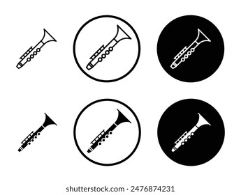 Clarinet black filled and outlined icon set