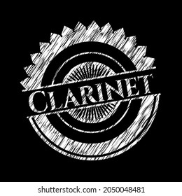 Emblema de tiza clarinete. Ilustración vectorial. Detallado. 