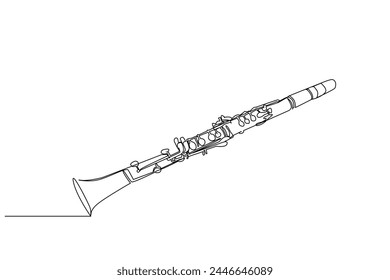 clarinet classical musical instrument object one line art design vector