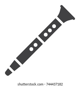 Clarinet glyph icon, music and instrument, jazz sign vector graphics, a solid pattern on a white background, eps 10.