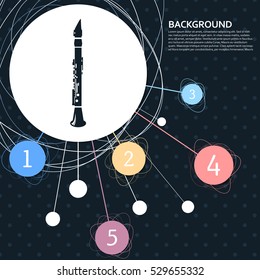 Clarinet icon with the background to the point and with infographic style. Vector illustration