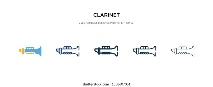 clarinet icon in different style vector illustration. two colored and black clarinet vector icons designed in filled, outline, line and stroke style can be used for web, mobile, ui