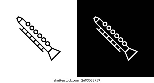 Icono de clarinete. Línea con trazo editable.