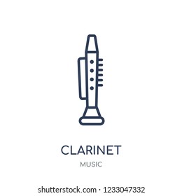 Clarinet icon. Clarinet linear symbol design from music collection. Simple outline element vector illustration on white background