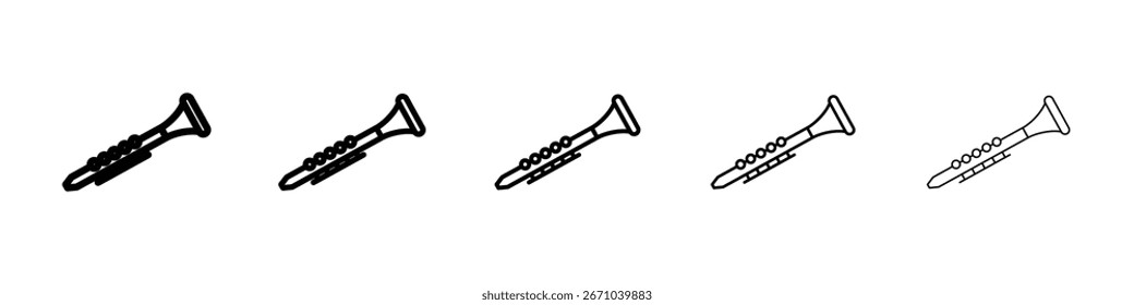 Logotipo de icono de clarinete en líneas de trazo colección