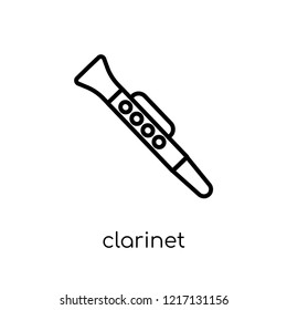 clarinet icon. Trendy modern flat linear vector clarinet icon on white background from thin line Music collection, outline vector illustration