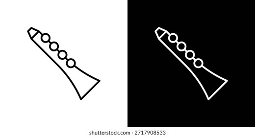 Clarinet icons black and white vector, line icon set.