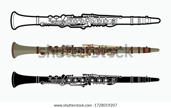 Clarinet\
instrument cartoon music graphic\
vector
