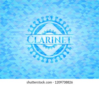 Clarinet light blue emblem with triangle mosaic background