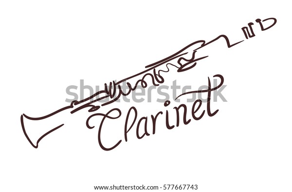 白い背景にクラリネットのラインアート ベクターイラスト のベクター画像素材 ロイヤリティフリー