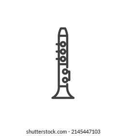 Clarinet line icon. linear style sign for mobile concept and web design. Clarinet music instrument outline vector icon. Symbol, logo illustration. Vector graphics