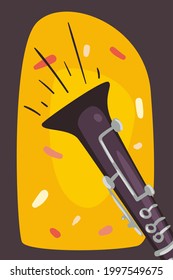 clarinet music instrument on colored banner