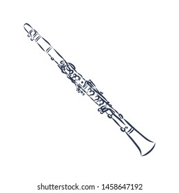 Clarinet music instruments contour vector illustration 