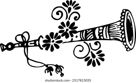 clarinet musical instrument with white background