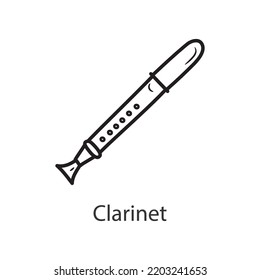 Clarinet Outline Icon Design illustration. Music Symbol on White background EPS 10 File