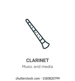 Clarinet outline vector icon. Thin line black clarinet icon, flat vector simple element illustration from editable music concept isolated on white background
