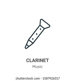 Clarinet outline vector icon. Thin line black clarinet icon, flat vector simple element illustration from editable music concept isolated on white background