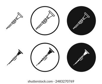 Clarinet outlined icon vector collection.