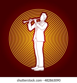 Clarinet player designed on circle light background graphic vector.