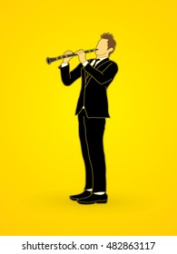 Clarinet player graphic vector.