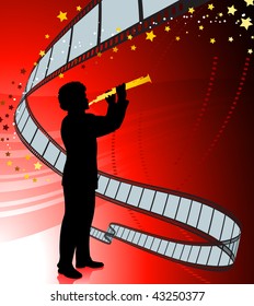 Clarinet player on film reel background Original Vector Illustration  Music Player Ideal for Live Music Concept