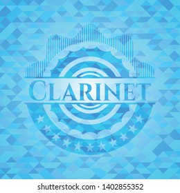 Clarinet realistic sky blue mosaic emblem