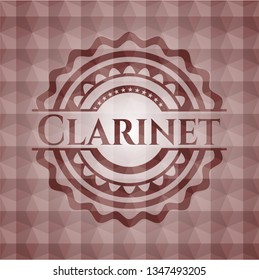 Clarinet red seamless emblem with geometric pattern.