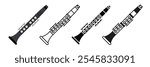 Clarinet. A simple set of musical instruments. Images of clarinet in different styles. EPS 10.