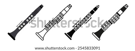 Clarinet. A simple set of musical instruments. Images of clarinet in different styles. EPS 10.