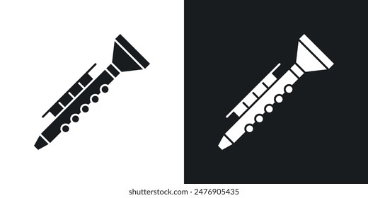 Clarinet thin vector icon collection.