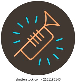 clarinet two color icon outline on dark brown round background