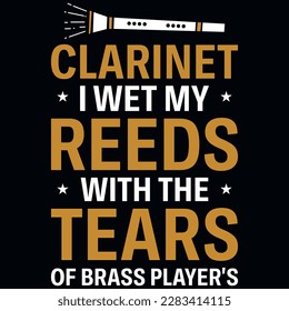 Clarinet typographic tshirt design vector design