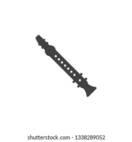 Clarinet vector icon. filled flat sign for mobile concept and web design. Piccolo glyph icon. Musical instrument symbol, logo illustration. Pixel perfect vector graphics