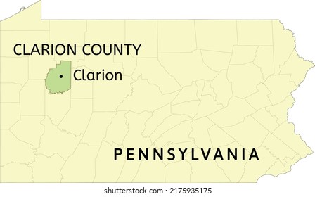 Clarion County and borough of Clarion location on Pennsylvania state map