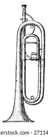 Clarion-trumpet, vintage engraved illustration. Industrial encyclopedia E.-O. Lami - 1875. 