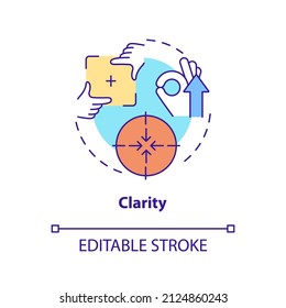 Clarity concept icon. Business communication essential abstract idea thin line illustration. Easy-to-understand message. Isolated outline drawing. Editable stroke. Arial, Myriad Pro-Bold fonts used