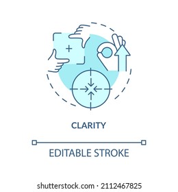Clarity turquoise concept icon. Business communication abstract idea thin line illustration. Choosing right words. Isolated outline drawing. Editable stroke. Arial, Myriad Pro-Bold fonts used