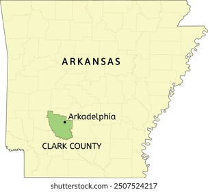 Clark County and city of Arkadelphia location on Arkansas state map