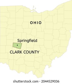 Clark County And City Of Springfield Location On Ohio State Map