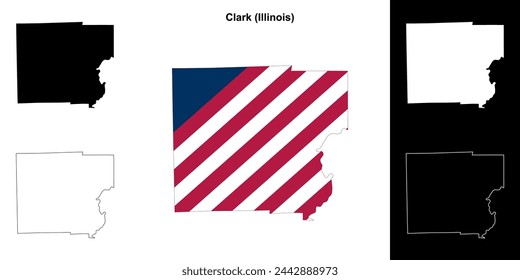 Clark county (Illinois) outline map set