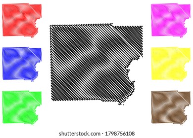 Clark County, Illinois (U.S. county, United States of America, USA, U.S., US) map vector illustration, scribble sketch Clark map