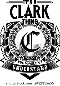 Clark diseño de apellido para serigrafía en camisetas