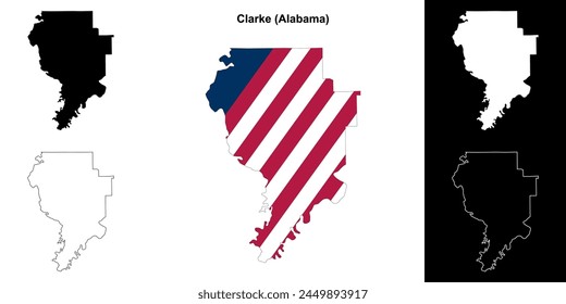 Clarke County (Alabama) outline map set