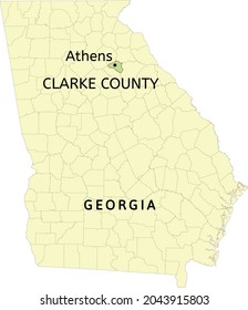 Clarke County And City Of Athens Location On Georgia State Map